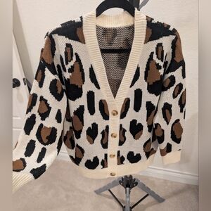 Shein Leopard Print Cardigan Sweater